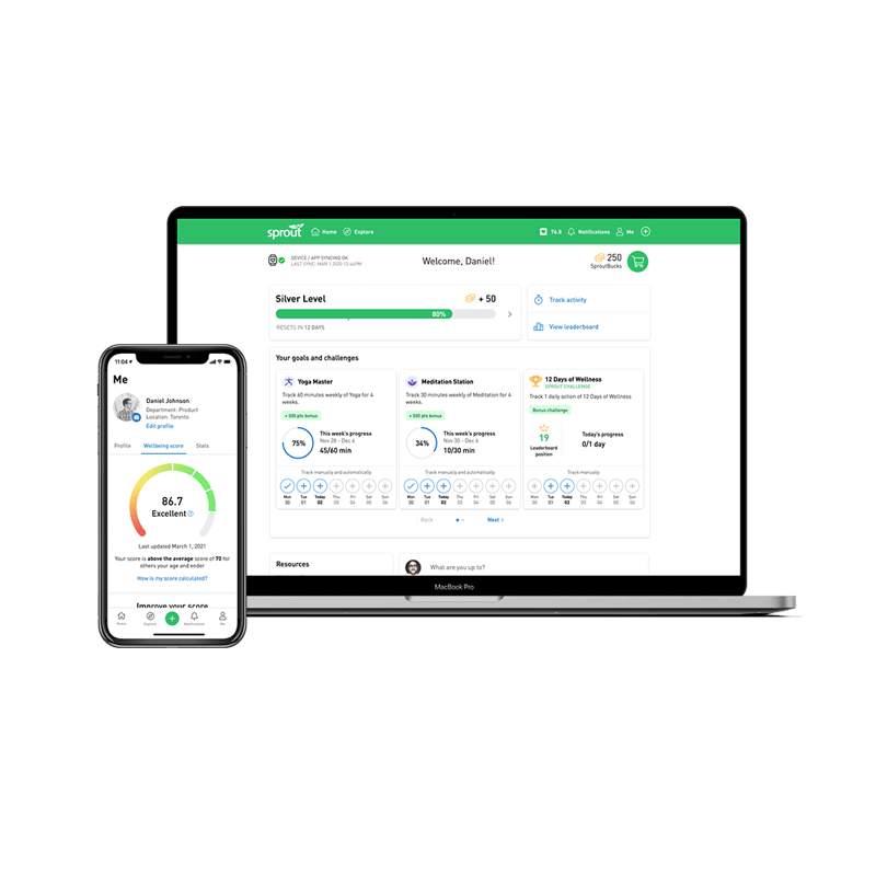 Sprout Dashboard on Iphone and macbook